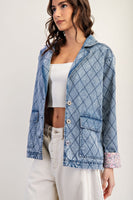 ee:some Quilted Diamond Stitched Jacket in Denim