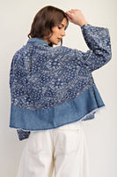 ee:some OVERSIZED Paisley Mix Denim Boho Western Jacket in Denim