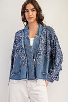 ee:some OVERSIZED Paisley Mix Denim Boho Western Jacket in Denim