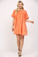 FATE Mixed Media Babydoll Dress in Orange