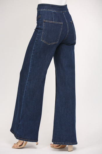 FATE High Waisted Wide Leg Jeans in Dark Denim