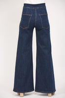 FATE High Waisted Wide Leg Jeans in Dark Denim