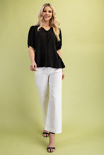 Load image into Gallery viewer, GiGio Solid Color Textured Top in Black
