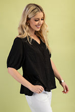 Load image into Gallery viewer, GiGio Solid Color Textured Top in Black
