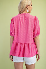 Load image into Gallery viewer, GiGio Solid Color Textured Top in Hot Pink
