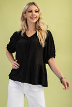 Load image into Gallery viewer, GiGio Solid Color Textured Top in Black
