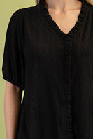 GiGio Solid Color Textured Top in Black