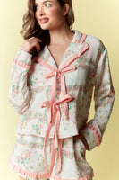 RARERAW Floral Patchwork Pattern Pajama Set in Coral/Pink