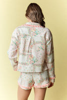 RARERAW Floral Patchwork Pattern Pajama Set in Coral/Pink