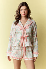 Load image into Gallery viewer, RARERAW Floral Patchwork Pattern Pajama Set in Coral/Pink
