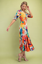 Load image into Gallery viewer, GiGio Vibrant Floral Print Wrap Midi Dress in Beige
