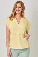 Load image into Gallery viewer, Mystree Notched V-neck Oversized Hoodie Top in Lemon
