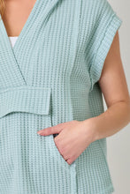 Load image into Gallery viewer, Mystree Notched V-neck Oversized Hoodie Top in Blue Breeze
