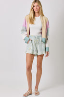 Mystree Mixed Media Color Blocked Jacket in Oatmeal Mix