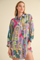 Jodifl Semi Sheer Chiffon Flower Print Dress in Lavender