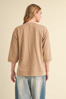 Jodifl American Flag Patched Top in Taupe