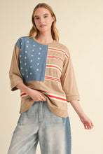 Load image into Gallery viewer, Jodifl American Flag Patched Top in Taupe
