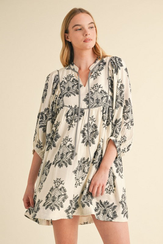 Jodifl Floral Print Mini Dress in Black S Jodifl Floral Print Mini Dress in Black S