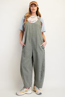 Easel Jumpsuit with Barrell Legs in Faded Olive