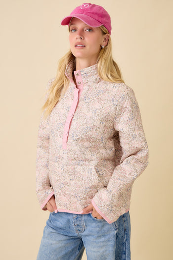 Main Strip Ditzy Floral Print Jacket in Ivory Multi