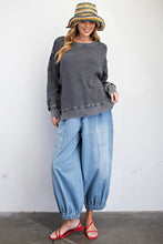 Load image into Gallery viewer, Easel Mineral Washed Thermal Knit Top in Ash ON ORDER
