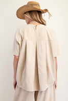 Easel OVERSIZED Flower Patch Mineral Washed Top in Khaki