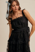 Listicle Delicate Lace Maxi Dress in Black