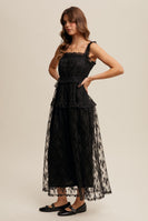 Listicle Delicate Lace Maxi Dress in Black