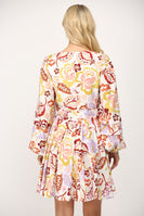 FATE Floral Print Fit and Flare Mini Dress in Cream Multi