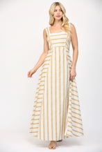 Load image into Gallery viewer, FATE Two Toned Striped Maxi Dress in White/Taupe
