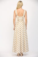 FATE Two Toned Striped Maxi Dress in White/Taupe