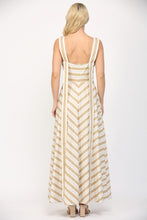 Load image into Gallery viewer, FATE Two Toned Striped Maxi Dress in White/Taupe
