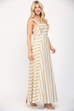 Load image into Gallery viewer, FATE Two Toned Striped Maxi Dress in White/Taupe
