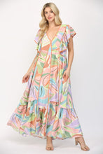 Load image into Gallery viewer, FATE Abstract Print Midi Dress with Piping Details in Cream Multi
