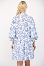 Load image into Gallery viewer, FATE Two Toned Floral Print Mini Dress in White/Blue
