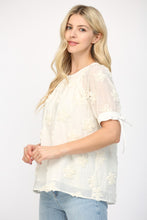 Load image into Gallery viewer, FATE Solid Color Sheer Top with 3D Puff Flowers in Off White
