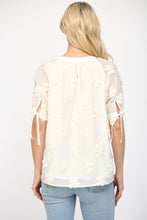 Load image into Gallery viewer, FATE Solid Color Sheer Top with 3D Puff Flowers in Off White

