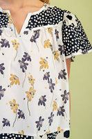 GiGio Mixed Floral Print Top in Navy Mix ON ORDER
