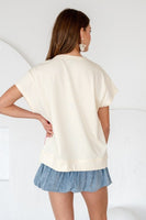 TRENDiLiTY Mix n Match Stripe and Flower Patch Top in Ivory Mix