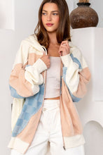 Load image into Gallery viewer, TRENDiLiTY Mineral Washed French Terry and Checkered Denim Jacket in Ivory Mix
