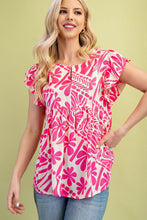 Load image into Gallery viewer, GiGio Silky Mixed Print Top in Pink

