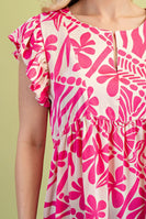 GiGio Silky Mixed Print Top in Pink