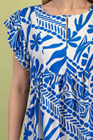 GiGio Silky Mixed Print Top in Blue