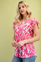 Load image into Gallery viewer, GiGio Silky Mixed Print Top in Pink
