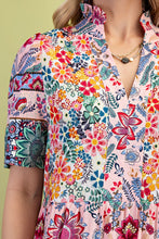 Load image into Gallery viewer, GiGio Mixed Print Tiered Midi Dress in Blush Mix
