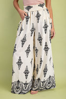 GiGio Two Toned Mixed Print Pants in Cream Mix