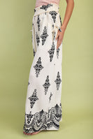 GiGio Two Toned Mixed Print Pants in Cream Mix