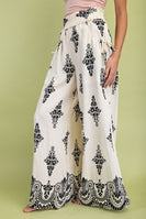 GiGio Two Toned Mixed Print Pants in Cream Mix