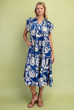 Load image into Gallery viewer, GiGio Printed Tiered Midi Dress in Cobalt Mix
