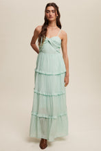 Load image into Gallery viewer, Listicle Sweetheart Neckline Tiered Maxi Dress in Aqua Mint
